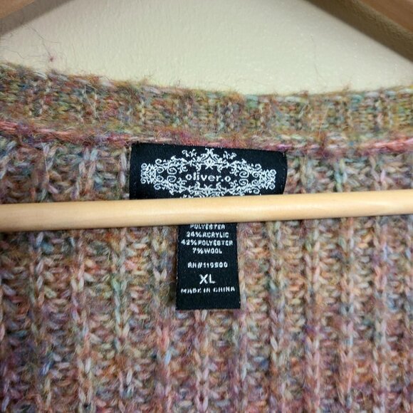 Anthropologie Oliver .O Womens Cardigan Sweater Multicolor Soft Stripes XL - Picture 4 of 6